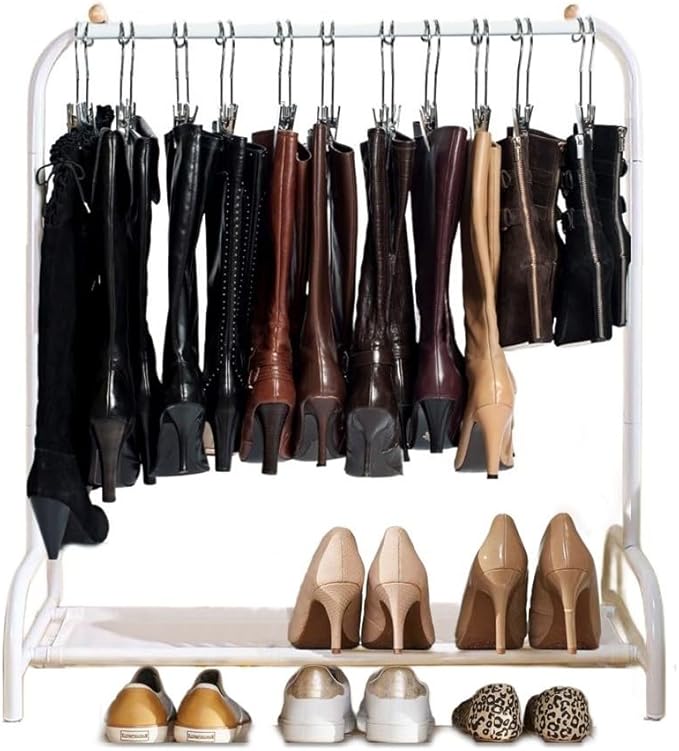 Boottique Boot Organizer: The Boot Rack - Fits in Most Closets- Hangs, Holds, Shapes, & Protects every size and style of Boots (The Boot Rack with 6 Original Silver Hangers)