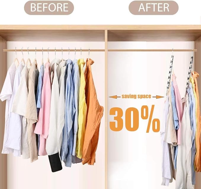 Metal Magic Hangers Space Saving Clothes Hangers Closet Space Saver Clothing Hanger Oragnizer for Wardrobe Space,Wrinkle-Free Clothes（Pack of 20）