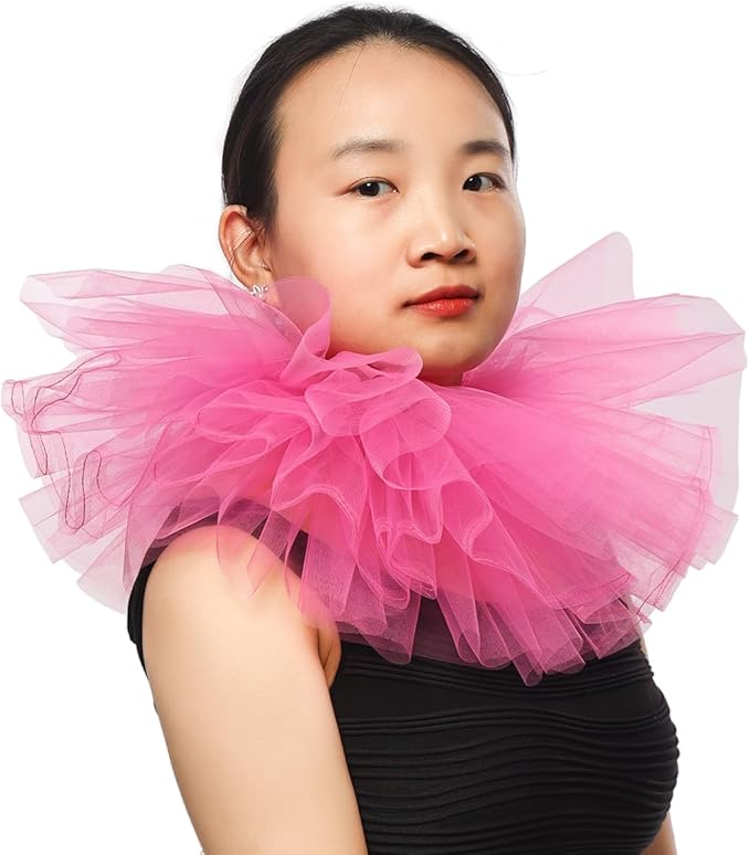 BLESSUME Victorian Retro Mesh Neck Ruff Ruffle Collar Layered Clown Neck Collar