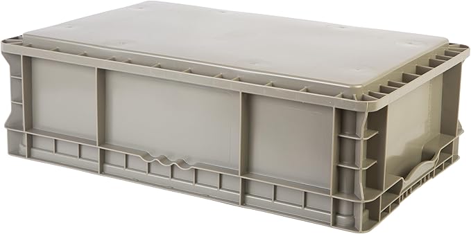 Hudson Exchange 24 x 15 x 7.5" (2 Pack) Straight Wall Handled Storage Container Tote, Gray/Brown