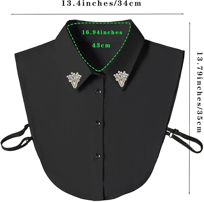 Handcrafted Faux Diamond and Pearl Fake Collar Shirts Versatile Dickey Collar Half Shirt Collar for Women