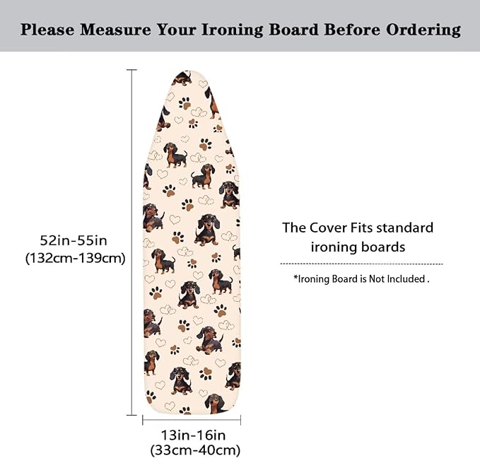 SEANATIVE Cute Dachshund Ironing Board Cover Stain Resistant Soft Stretchy Iron Pad Covers Protector Fits for Table Top Ironing Board