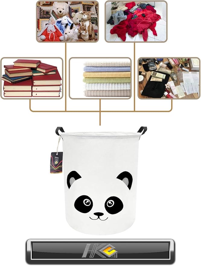 Baby Laundry Hamper,Kids Laundry Baskets,Waterproof Toy Storage Bin,Dirty Clothes Hamper for Nursery,Panda Gift Baskets,Boys Bedroom Decor(Panda)