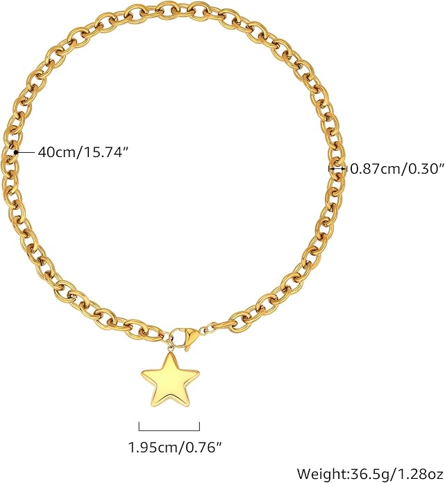 Chunky Gold Necklace for Women Gold Evil Eye Cowboy Pendant Necklace Dainty Paperclip Chain Vintage Luck Amulet Choker Necklaces Celestial Jewelry Gift