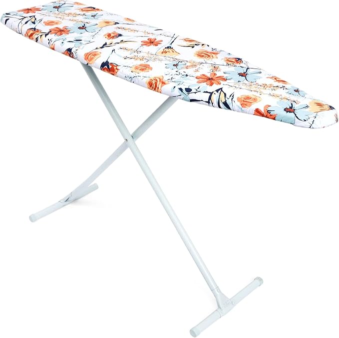 Juvale Ironing Board Cover & Pad - Standard Size 15 x 54 in, Multicolor Floral Print - Extra-Thick Laminated Cotton & Foam Padding with Drawstring Fit - Slip-On Iron Board Cover