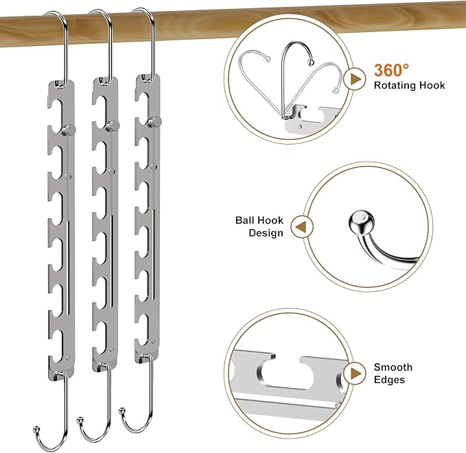 Sindax Space Saving Hangers Telescopic, 6 Holes Clothes Hangers Adjustment to 9 Holes, Upgraded Sturdy Metal Clothes Hangers Space Saving for Heavy Clothes, Closet Organizers and Storage - 5 Pack