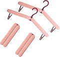 4 Pack Travel Hangers,Foldable Hangers,with Hidden Clips,Lightweight and Portable,Space Saving,Suitable for Skirts, Pants,Suits, Jackets, etc (Pink)