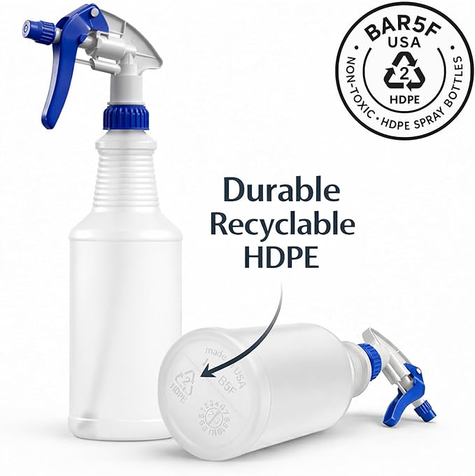 Bar5F Professional Sprayer 24-Ounce - 20 Foot Spray, Bleach Resistant, Adjustable Nozzle, All-Purpose, 3-Pack