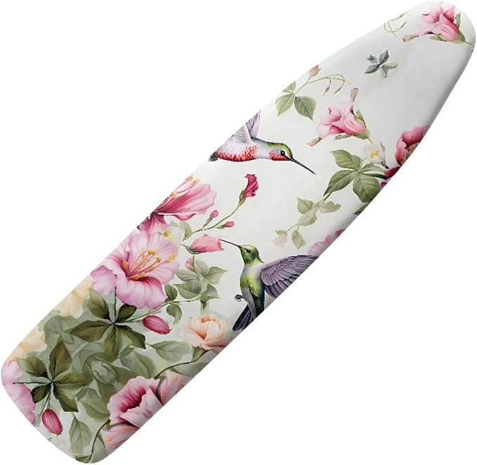 Hummingbird Floral Ironing Board Cover Standard Size 15x54, Thick Padding Elastic Edge Resist Scorching and Staining Heavy Duty Padded Iron Board Covers