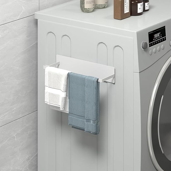 Magnetic Hanger Holder for Laundry Room, AUVAHOX 2Pack Clothes Hangers Organizer for Dryer/Washing Machine, Holding up to 30 Velvet, Wire, Plastic Hangers, Perfect Space Saver for Your Home (2, White)