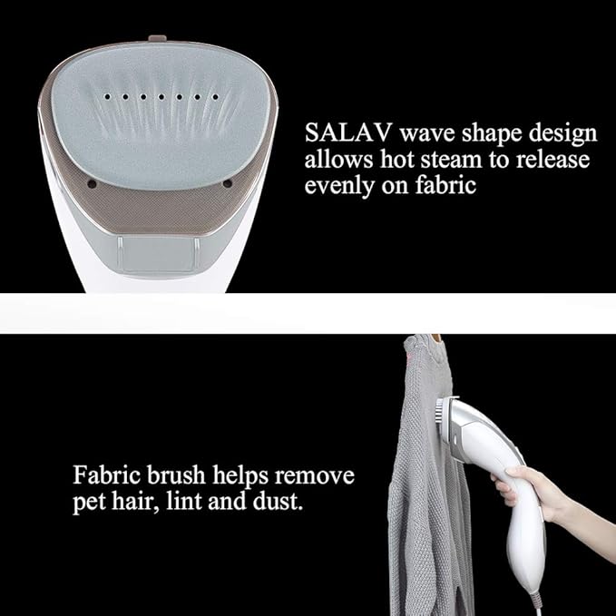 SALAV Steamer for clothes Handheld Iron 2 in 1, 2 Steam Settings, for Both Vertical and Horizontal Garment Handling, Ceramic Coated Metal Steam Panel, 150 ml Big Water Tank, 1150 Watt Silver