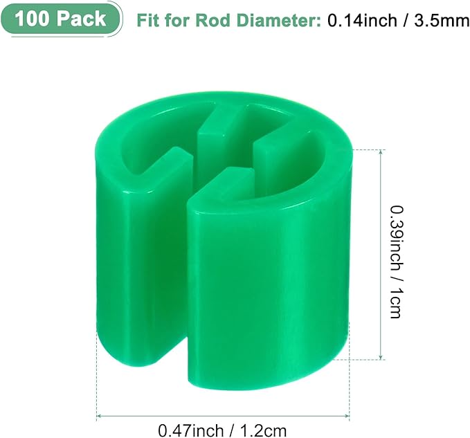 100-Pack Clothes Hanger Markers Blank, Plastic Garment Color Coded Size Clips Fit 3.5mm Rod for Clothing/Wire Hangers, Colored Coding Marker [Dark Green]