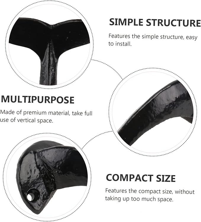 2pcs Whale Tail Wall Hooks Creative Decorative Storage Hook for Indoor Use for Clothes Bags and Sundries Compact Iron Wall-Mounted Hanger for Bedroom Bathroom Living Room