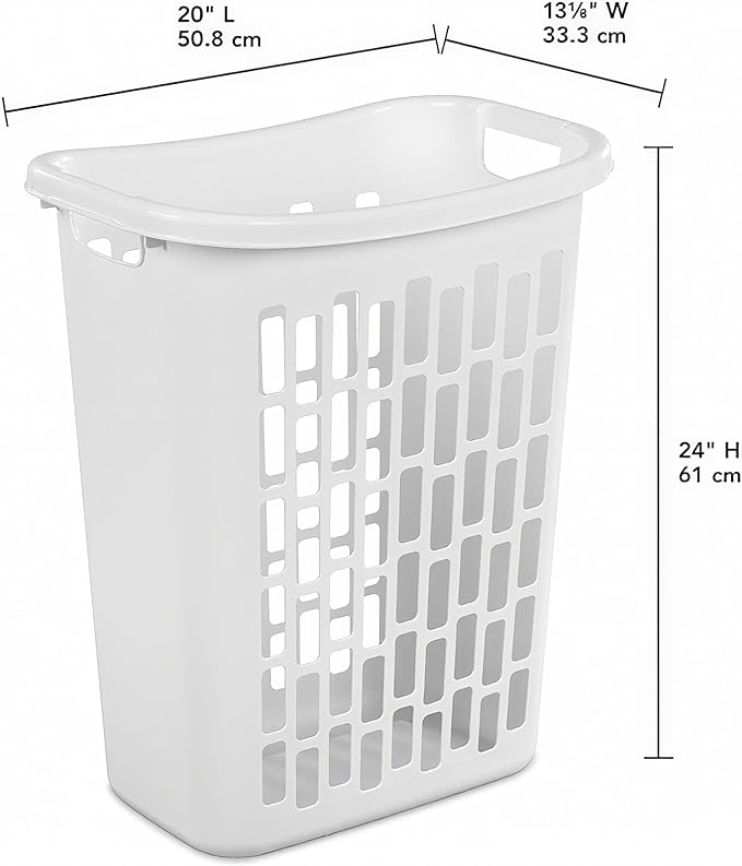 3-Pack Tall & Slim Open Heavy-Duty Plastic Laundry Hamper with Reinforced Handles for Easy Clothes Transport, 1.8 Bushels Capacity, Suitable for Bedroom Closets, Dorm, Laundry Room, Bathroom, White