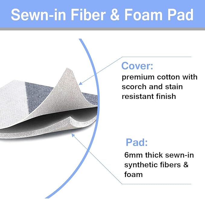 SheeChung 12.5 x 32 Inch Small Ironing Board Cover and Pad,Cotton Cover & Extra Thick Padding,Resists Scorching and Staining,Elastic Cord,Fits Small Mini Table top Ironing Board (Board not Included)