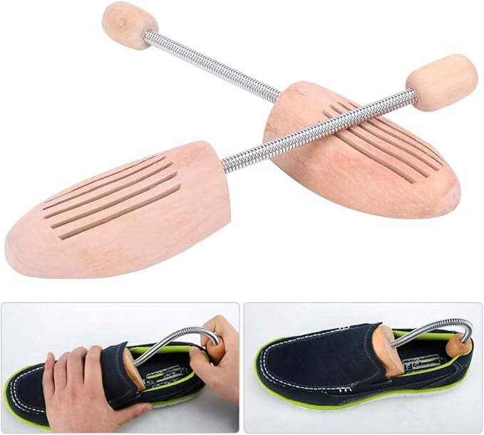 2Pcs Shoe Tree for Men Women, Wood Shoe Tree Stretcher Shaper with Spring Column, Lightweight Wooden Shoe Stretchers(37-38)