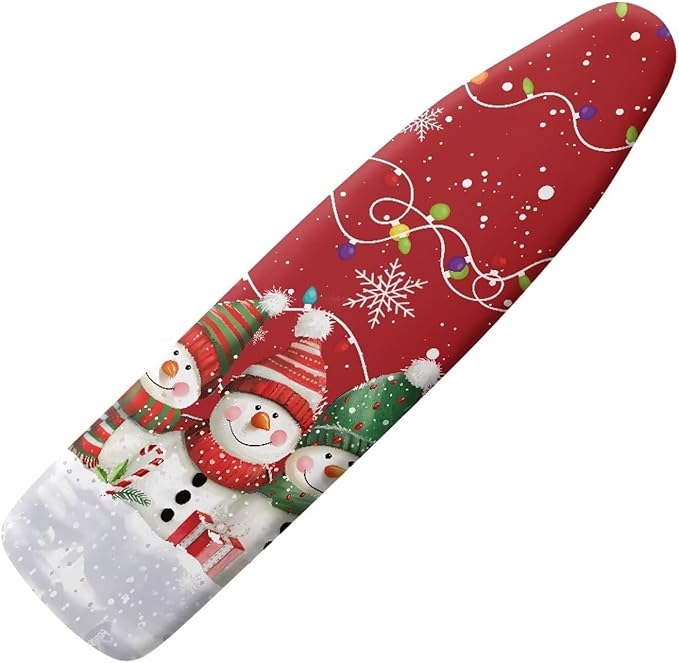 Snowmen Ironing Board Covers with Padding Standard Size Stain Resistant Multi Light Iron Board Replacement Cover