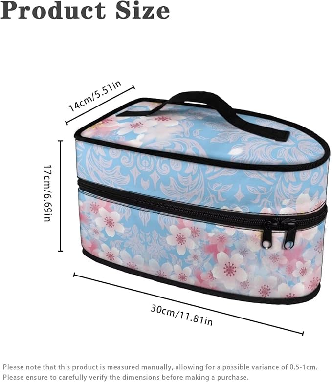 Cherry Blossom Iron Portable Storage Bag Fits for Accessories Travel Irons Easy to Clean Colorful Steam Iron Storage Bag with Smooth Zipper