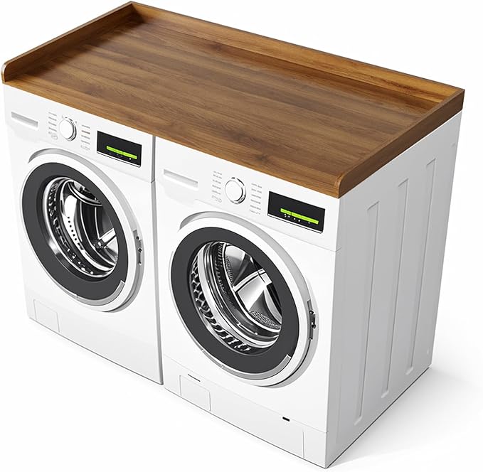 Washer Dryer Countertop, Laundry Topper Countertop for Washer and Dryer, 54" Width x 27.5" Depth Laundry Room Organization Storage (Dark Wood)