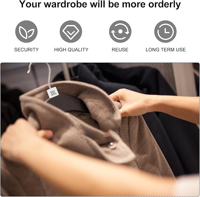 100Pcs Clothes Hanger Size Markers - Plastic Size Rings Size Tags for Clothing Racks (XXS- 5XL) - 10 Sizes