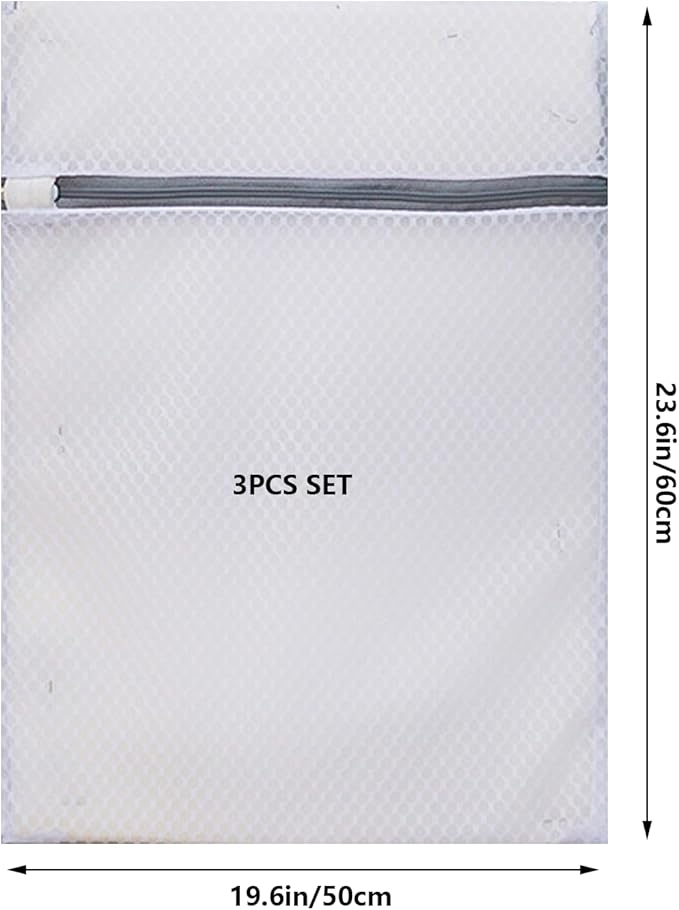 THIDARGO Mesh Laundry Bags, 3 Piece Set, Honeycomb Pattern, Durable Zippered Wash Bags for Delicates, Lingerie, Clothes, 19.6x23.6 Inches (3, Large(19.6x23.6))