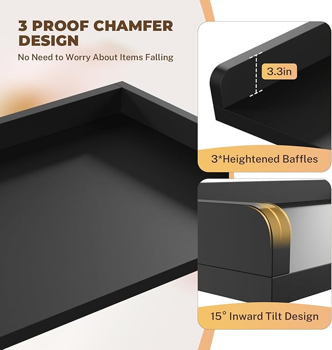 FAHKNS Washer Dryer Countertop - Wood Laundry Washer Dryer Topper with Anti-Slip Mat, 54" Width Waterproof Laundry Room Organization, Light & Save Space, Black