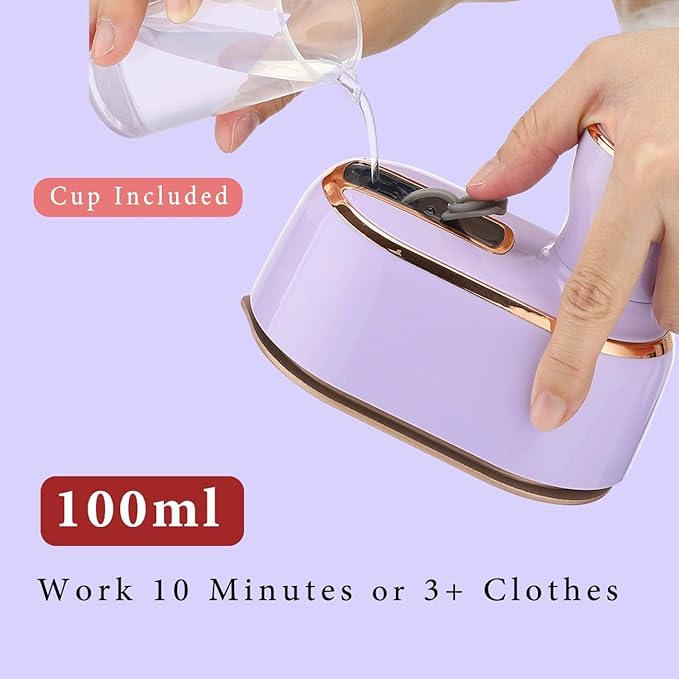 Mini Steam Iron for Clothes, Travel Steamer for Clothes Portable, Micro Steam Iron Mini Handheld Steamer Support Dry And Wet Ironing for Home Travel （Purple）