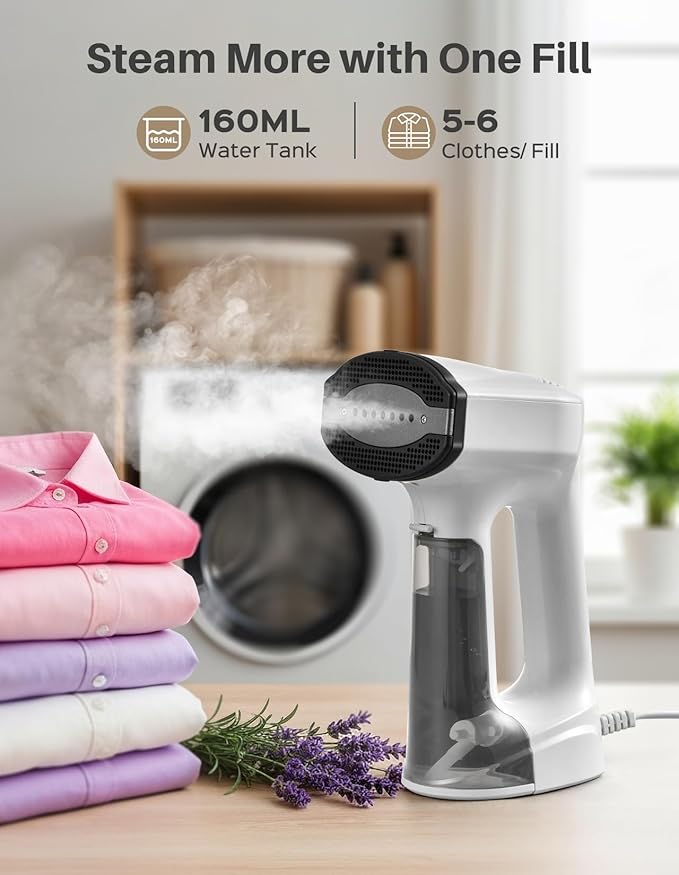Sweepulire Vacuum Steamer for Clothes, 3500Pa Suction Handheld Clothes Steamer, 3 Modes, LED Display, Portable Travel Steamers for Clothes, Steaming & Ironing 2 In 1, 160ml Water Tank (for 110-120V)