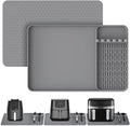 Silicone Heat Resistant Mats for Countertop,24x16 Inch Air Fryer Mat with Kitchen Accessories Holder Pad for Microwave/Oven,Compatible with Ninja/Cosori/Chefman/Toshiba,Kitchen Countertop Protector