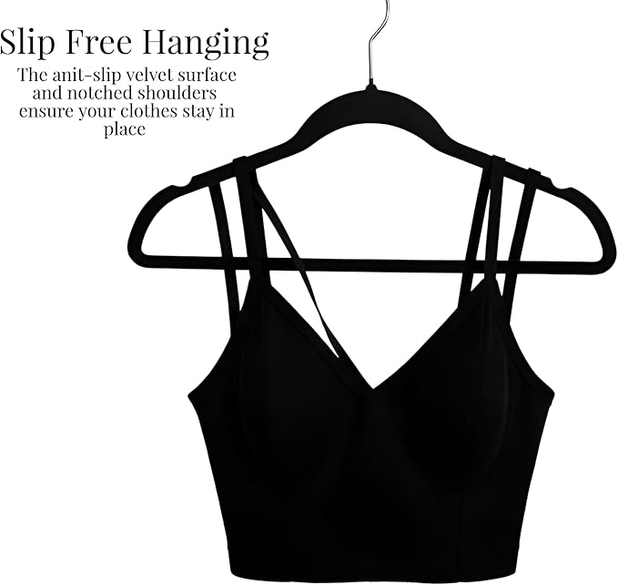 Premium Velvet Hangers 50 Pack, Non-Slip, Space-Saving, Heavy Duty for Coats, Pants, Dresses, 360 Swivel Hook, Heavy-Duty Clothes Hanger - Black