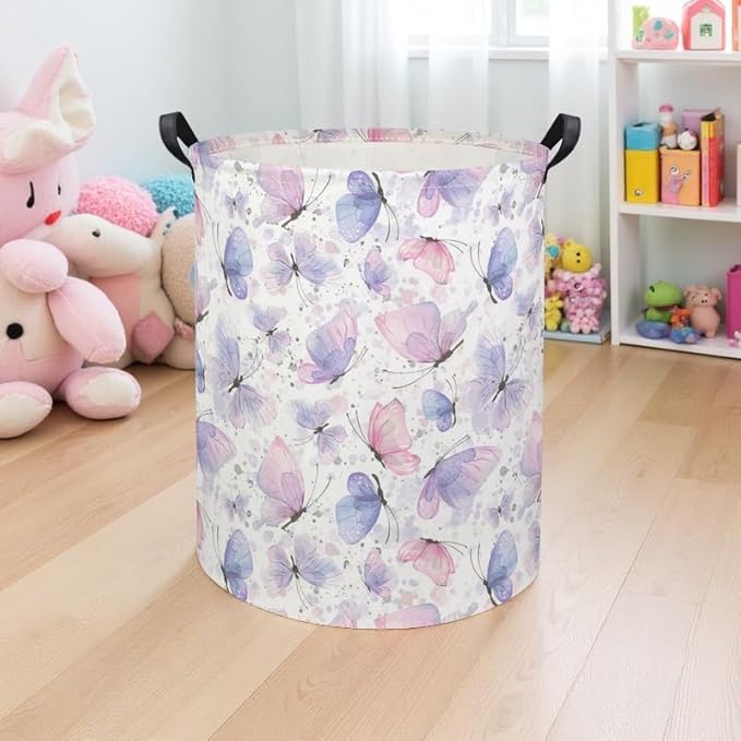 Butterfly Baby Laundry Basket Kids Hamper Animal Toy Storage Bin for Boys Room Decor Baby Nursery Hamper Gift Baskets for Bedroom Bathroom(Fancy Butterfly)