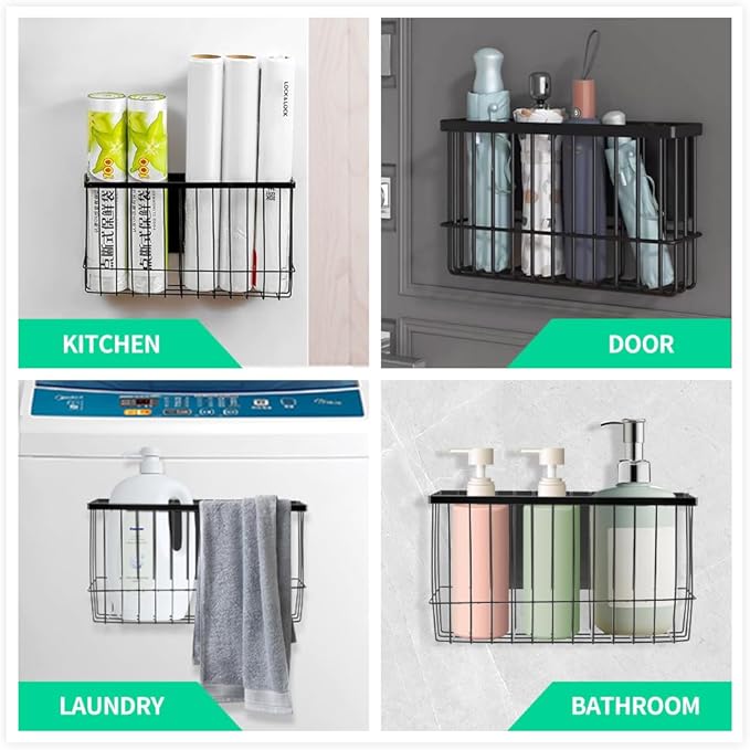 Magnetic Basket Fridge Dryer Ball Holder for Laundry Room Organization and Storage, Magnetic Basket Organizer Shelf Rack, Kitchen Moveable Storage Holder for Kitchen, Office and School