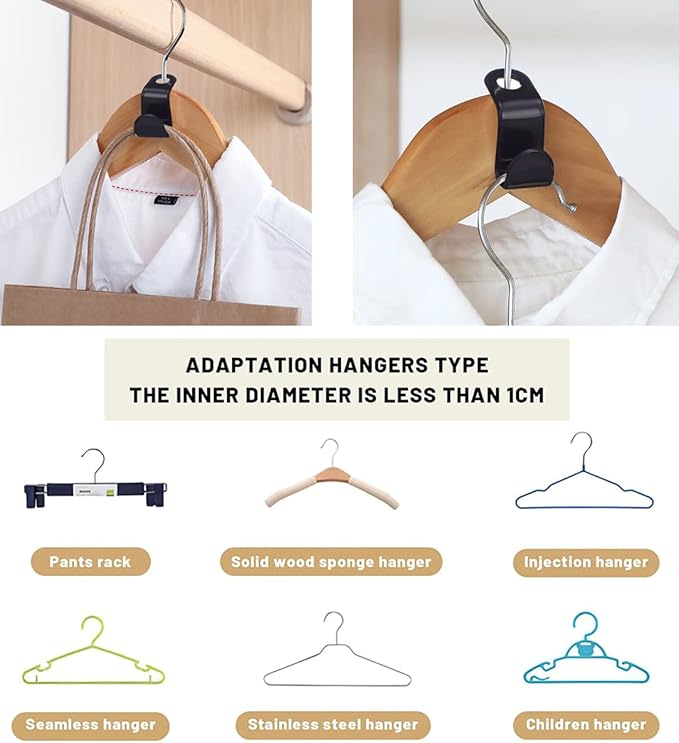150 Pcs Clothes Hanger Connector Hooks, Heavy Duty Plastic Hanger Extender Clips, Velvet Connection Hooks, Cascading Hanger Hooks for Organizer Closet Cabinet Space Savers Hanger, Black