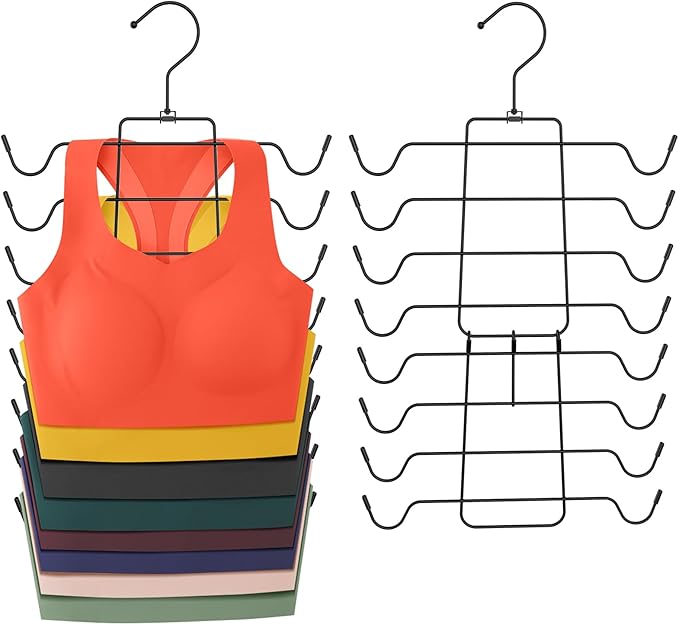 2 Pack Bra Hanger,Tank Top Hanger Space Saving,Closet Organizers and Storage,Bra Hangers for Closet Organizer,Organization and Storage for Sport Bras,Camisoles,Bathing Suit,Belt,Tie,etc,Black