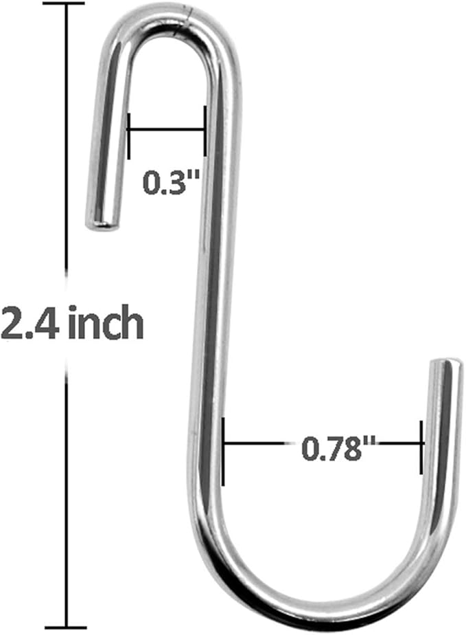 Pack of 10 Heavy Duty S-Shape Hooks, Stainless Steel, 2.4" Pan Pot Holder Rack Hooks Hanging Hangers S Shaped Hooks for Kitchenware Pots Utensils Clothes Bags Towels Plants
