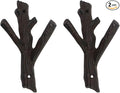 Ogrmar 2 Pcs Decorative Branch Cast Iron Wall Hooks/Hanger/Heavy Duty Home Storage Rack (Brown)
