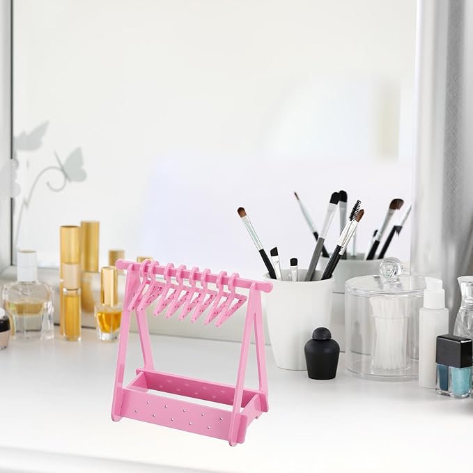 PATIKIL 30pcs Clothes Hanger Earring Holder, Mini Acrylic Coat Hangers Earring Hangers Hanger Rack Small for Earring Holder Organizer Stand Studs, Black