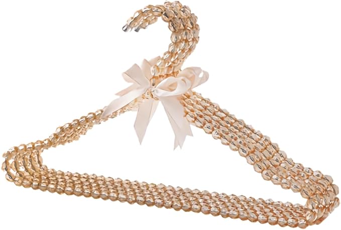 16 inch Pearl Hanger Cute Ribbon Bow Hanger Metal Elegant Clothes Hangers for Wedding Dress Photographing or Decorate Your Closet (5, Gold)