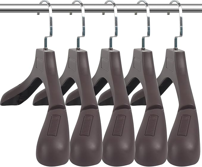 DEDU Suit Hangers for Men 40 Pack, Extra Wide Suit Hanger Non Slip Width 17.7", Thick Plastic Coat Hangers Brown with Metal Hook