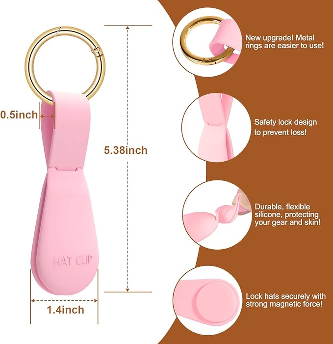 Magnetic Hat Clip 2-Pack - The Pink Hat Clip for Travel on Bag, Magnetic Hat Rack for Bag, and Secure Hat Holder for Travel on Caps & Beach Hats, Vacation Essentials