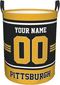 Custom Pittsburgh Laundry Hamper Personalized Laundry Basket Customized Name And Number Collapsible Storage Basket for Bedroom Bathroom Living Room Gifts