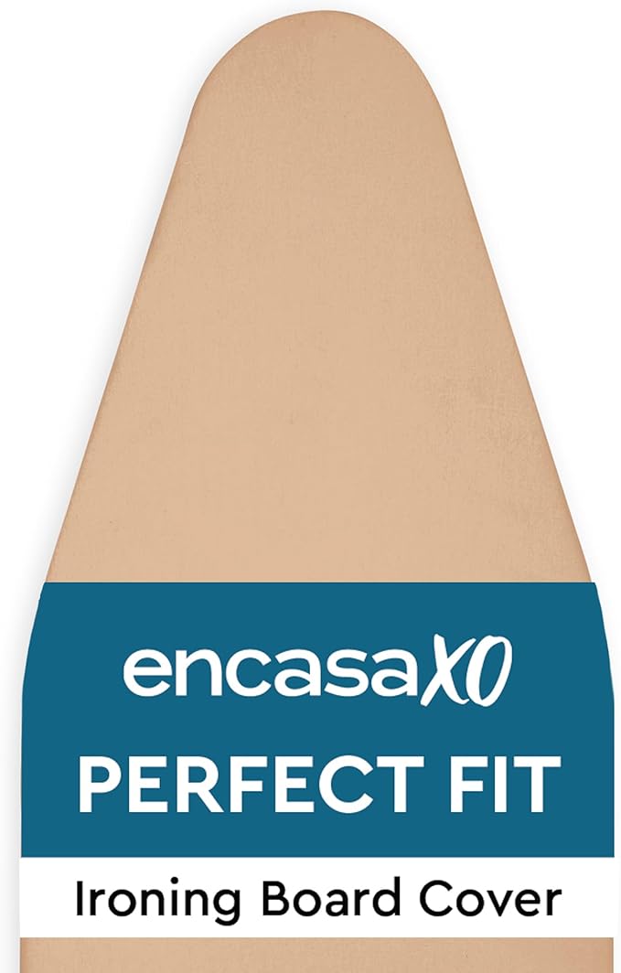 Encasa XO Ironing Board Cover and Pad 54"x15" - 4mm Felt Large Iron Board Cover with Padding - Heat Resistant, Stain-Safe Dye, Non Slip Elastic Bungee Cord Tightening Iron Table Cover Light Beige