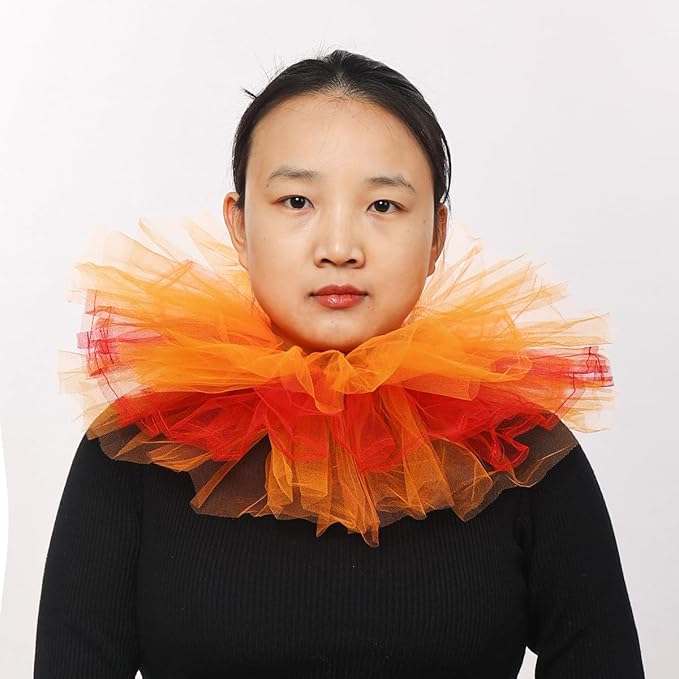 BLESSUME Victorian Retro Mesh Neck Ruff Ruffle Collar Layered Clown Neck Collar