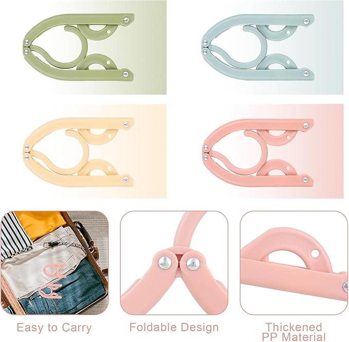 DMJJSD® 20 PCS Travel Hangers Folding Clothes Hangers Portable Plastic Clothes Coats Hangers Non-SlipTravel Hanger Portable Folding Foldable Space Saving Coat Hanger for Home,Hotel,Travel,Camping
