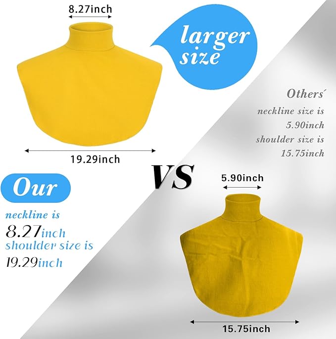 Turtleneck Dickey Extra Large Fake Collar Detachable Dickey Collar Half Mock Turtleneck for Men Women