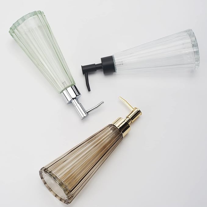10oz/300ml Hand Soap Dispenser Bathroom, Kitchen Soap Dispenser, Glass Soap Dispenser with Silver Rust Proof Pump, Liquid Soap Dispenser with Elegant and Beautiful Color(green)
