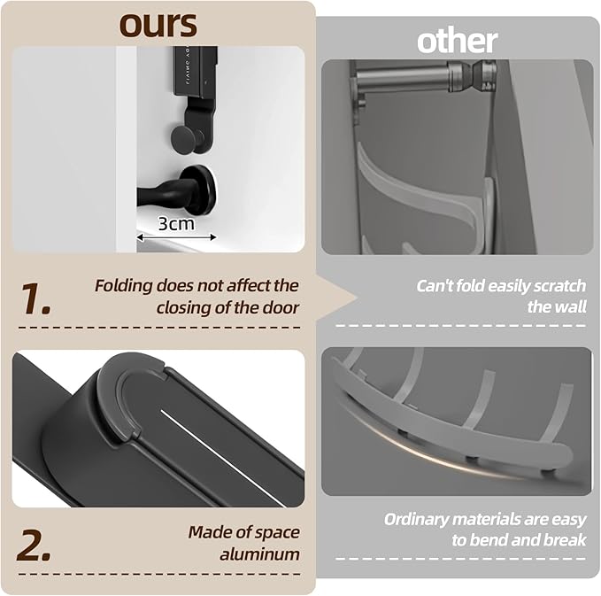 Portable Folding Clothes Drying Rack Over The Door Hooks Hanger Retractable Towel Racks Space Saving Hanging Storage Hanger Laundry Rack for Travel, Behind Back of Door, Bathroom, Coat, Bag