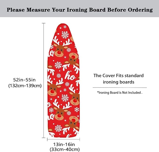 Ironing Board Cover Christmas Deer Print Stain Resistant Cover for Ironing Board Standard Size Christmas Decor for Women 54x15 inches