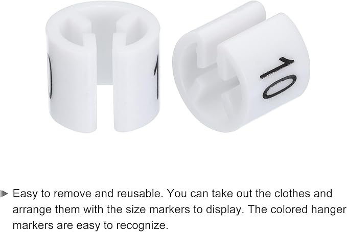 MECCANIXITY Clothes Hanger Marker Colored Hanger Sizer Garment Markers Tag (Number 10, White) for Garment Clothing Color Coding, Pack of 150 Pcs