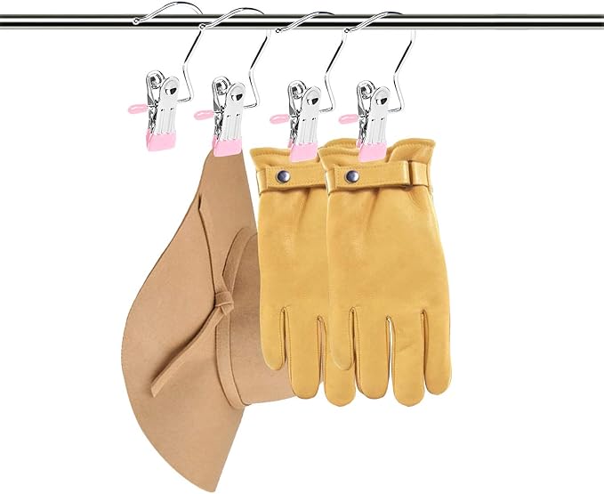 15 Pack Boot Hanger for Closet, Laundry Hooks with Clips, Boot Holder, Hanging Clips, Portable Multifunctional Hangers Single Clip Space Saving for Jeans, Hats, Tall Boots, Towels(Pink)